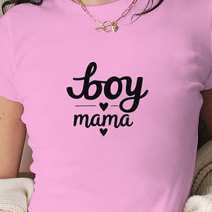 เสื้อยืดแฟชั่นตัวสั้นสำหรับผู้หญิงดีไซน์คุณแม่เด็กผู้ชาย - Product Image 4