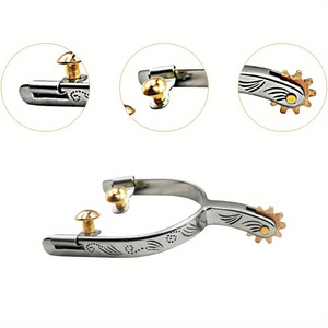 Espuelas de Acero Inoxidable para Caballo, Estilo Vaquero Occidental, Ajustables con Correa, Resistentes - Product Image 4