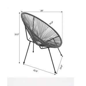 Set di mobili da bistrot Acapulco per tutte le stagioni, 3 pezzi, per patio, giardino, esterno, 2 sedie grigie e tavolo con piano in vetro DK - Product Image 4