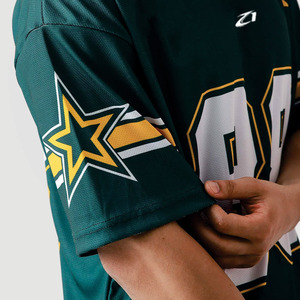 Maillot de football américain unisexe vert tendance en maille, T-shirts de sport en coton de qualité supérieure, service OEM, vente en gros, commande en gros - Product Image 2