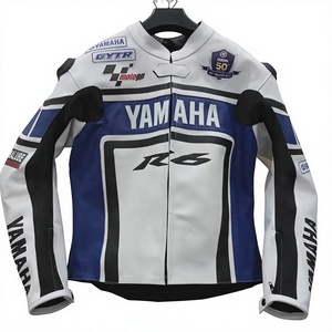Chaqueta de Motociclismo para Hombre, Marca Ramaha, de Cuero Vacuno Genuino, con Protección de Nivel 2 CE y Soporte para la Espalda - Product Image 1