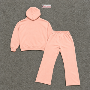 Conjunto Deportivo de Felpa Rosa Melocotón para Hombre, Sudadera con Cremallera Completa y Pantalones Jogger, Ropa Deportiva Casual de Invierno, Venta al Por Mayor, Fabricante OEM, Dos Piezas - Product Image 6