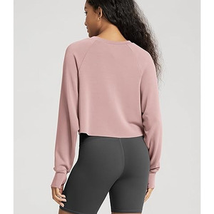Sudaderas Cortas de Mujer, Nuevo Estilo, Alta Calidad, 100% Algodón, Manga Larga, Colores Sólidos, Ajuste Cómodo - Product Image 4