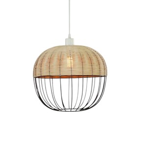 Unique Dome <b>Wire</b> Frame Rattan <b>Lampshade</b> Hand-Woven Pendant Light Fixture Decorative Ceiling Hanging Chandelier Cafe Bar - Product Image 1