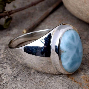 Natural Larimar 925 Sterling <b>Silver</b> <b>Men's</b> <b>Ring</b>, Handmade Gemstone Statement <b>Ring</b>, Blue Larimar Stone Jewelry for <b>Men</b>, Wholesale - Product Image 6