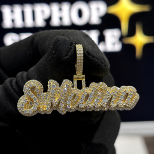 Colgante Personalizado con Nombre, Plata de Ley 925, Chapado en Oro, Moissanita VVS, Letra Escrita Estilo Hip Hop, Collar con Dije - Product Image 5