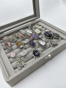 แหวนอัญมณีหลายแบบแหวนแฟชั่นหินผสมชุบเงิน - Product Image 3