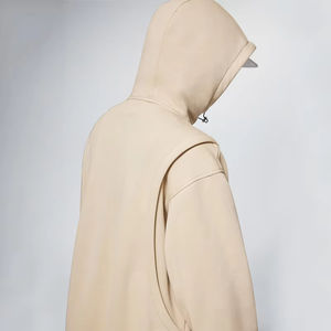 เสื้อฮู้ดซิปหนาพิเศษสำหรับผู้ชาย สไตล์ลำลอง ทรงโอเวอร์ไซส์ สีดำล้วน ผ้าฟลีซหนานุ่ม พร้อมลายปักตัวอักษร - Product Image 4