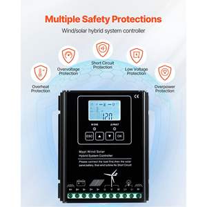 Kit d'énergie solaire éolienne 200W avec 2 panneaux solaires monocristallins 100W, éolienne 12V 400W, contrôleur de système MPPT pour maison et bateau - Product Image 5