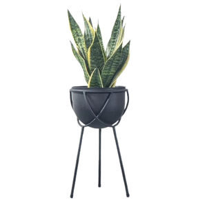 กระถางต้นไม้สีดำพร้อมขาตั้ง ผลิตในอินเดีย ของตกแต่งบ้านสไตล์มินิมอล กระถางโลหะพร้อมขาตั้ง ขายส่ง - Product Image 4