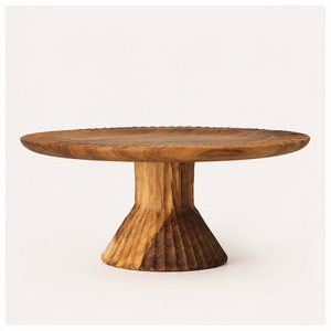 Handcrafted Wood <b>Cake</b> <b>Stand</b> with Scalloped Edge Eco-Friendly Rustic Wooden Dessert Pedestal For Wedding Party And Home Decor - Product Image 3