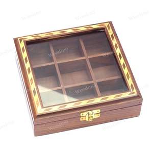 Boîtes de rangement en bois attrayantes, modernes et luxueuses pour épices, noix et fruits secs, faites à la main, personnalisées, de haute qualité, avec couvercle, 1 couche - Product Image 3