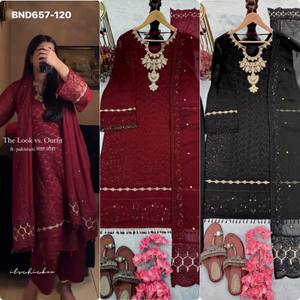 Best Fabric Party Wear Faux Georgette with Embroidery Sequence work Plazzo-<b>Kurta</b> & Dupatta Set <b>Woman</b> Fashion Supplier from Surat - Product Image 2