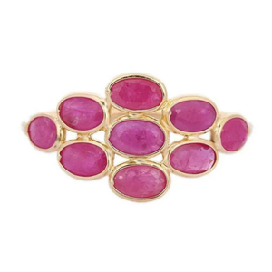 18K Gold Plated Ruby Inlay <b>Ring</b> with CZ Accents-6mm <b>Finger</b> <b>Ring</b> - Product Image 2