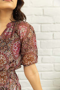 Vestido Midi Boho de Gasa con Cuello en V, Estampado Paisley, Manga Corta, Corte Holgado, Estilo A-Line, Vestido Casual de Verano para Mujer, Vestido Elegante para Mujer - Product Image 2