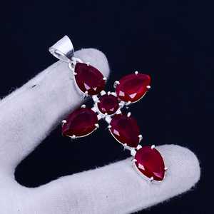 Pendentif croix en onyx rouge, bohème, argent sterling 925, bijoux faits à la main, collier en pierre naturelle, vente en gros pour femmes - Product Image 4