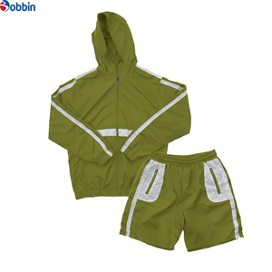 Conjunto Deportivo Personalizado con Chaqueta Cortavientos para Hombre, Conjunto Corto con Bloques de Color, Tejido Informal de Poliéster y Algodón Transpirable para Verano - Product Image 1