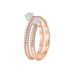 Anillo Abierto de Varias Filas con Diamantes Cultivados en Laboratorio con Corte Esmeralda en Oro Rosa - Product Image 2