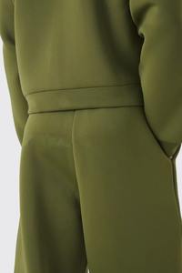 Conjunto de Sudadera con Cremallera y Pantalones Acampanados Holgados de Estilo Urbano con Pedrería, Diseño Desgastado y Personalizado por el Fabricante - Product Image 2