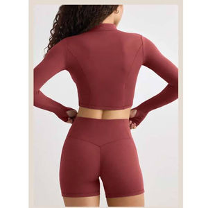 Pantalones de yoga y fitness de moda OEM con cremallera completa para mujer, ajustados, de manga larga, para gimnasio, ropa de maternidad, cintura elástica, estampados - Product Image 1