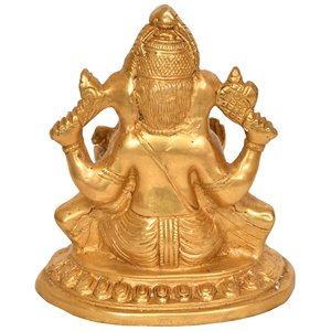 รูปปั้นพระพิฆเนศ6นิ้วทำด้วยมือทำจากทองเหลืองผลิตในอินเดียสำหรับให้เป็นของขวัญ - Product Image 2