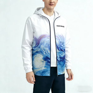 Unisex <b>white</b> breathable <b>waterproof</b> front windproof quick dry breathable <b>jacket</b> with zipper closure casual outerwear spring wear - Product Image 2