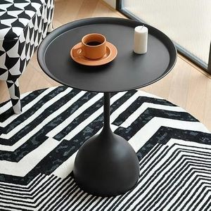 Black <b>Side</b> <b>Tables</b> Set of 2 Modern <b>Round</b> Metal Accent <b>Tables</b>, <b>Small</b> Bedside & End <b>Tables</b> for Living Room & Bedroom - Product Image 4