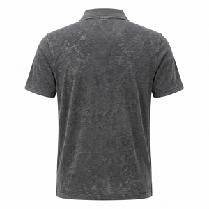 Men's Summer Burnout <b>Polo</b> <b>Shirt</b> <b>Vintage</b> Texture Premium Casual <b>Polo</b> OEM ODM Wholesale Factory Custom Wash Low MOQ - Product Image 2