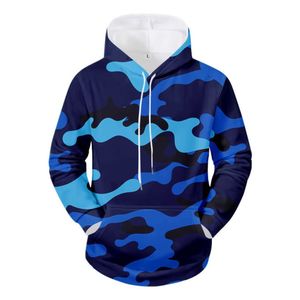 Sudadera con Capucha Azul Camuflaje para Hombre, Corte Regular, Poliéster Estampado, Informal, con Bolsillo, para Otoño - Product Image 1