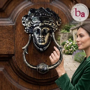 Timbre de puerta griego de hierro fundido, ecológico, impermeable, diseño tradicional, herraje de entrada duradero - Product Image 4