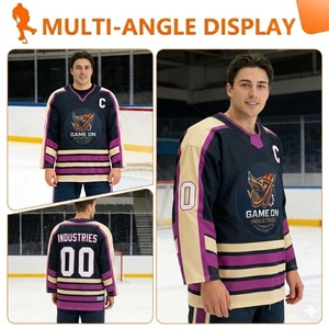 Maillot de hockey sur glace, impression par transfert thermique, équipe personnalisée, 100% polyester, écologique, imperméable, respirant, séchage rapide, unisexe - Product Image 2