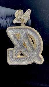 Pendentif Lettre Hip Hop en Argent 925 Sertie de Moissanite, Pendentif Lettre Initiale Personnalisé avec Anneau Bicolore, Pendentif Prénom Lettre - Product Image 5