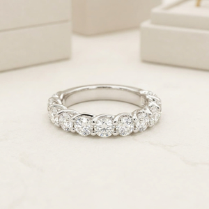 Rizta Jewel Platinum,14kt White Gold & 925Silver Lab Grown Diamond Half Eternity Engagement <b>Couple</b> Bend - Product Image 1