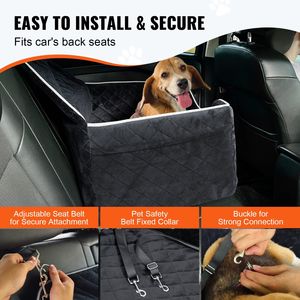 Seggiolino Auto per Cani con Tasca Portaoggetti, Guinzaglio di Sicurezza a Clip, Imbottitura in Spugna, Comoda Copertura per Sedile Posteriore per Animali Domestici - Product Image 4