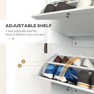 Mobiletto da soggiorno con 3 cassetti ribaltabili e ripiani regolabili per 18 scarpe, bianco - Product Image 5