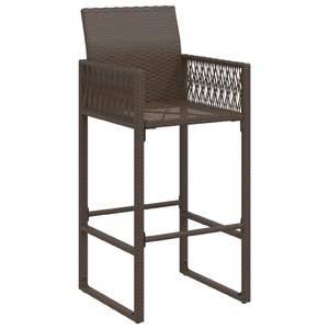 Tabouret de bar de jardin en rotin PE marron avec structure en acier thermolaqué, taille standard - Product Image 4