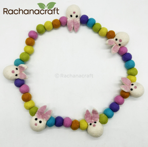 Handmade Natural Felt Doll Garland Eco-Friendly <b>Wool</b> Easter Decoration-Pastel Nursery Wall Hanging-Sustainable Spring Party - Product Image 1