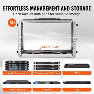 Case Rack 6U per Carichi Pesanti con Profondità 14, Armadio Server in ABS, Capacità 4U 9U 18U, Chiusure a Farfalla, Maniglia Rimovibile - Product Image 6