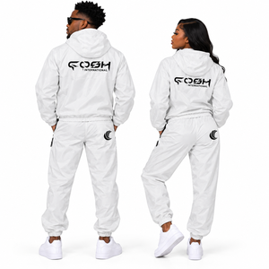 Unisex Lightweight Tracksuit Set Full Zip Hooded <b>Jacket</b> and Pants Solid <b>White</b> Quick Dry Casual Spring Wear clothing adult <b>men</b> - Product Image 4