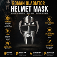 Masque de gladiateur romain de qualité supérieure |   Réplique de casque de guerrier médiéval en acier, costume de cosplay, objet de collection, cadeau de luxe