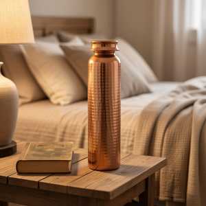 Botella de Agua de Cobre Puro con Diseño Martillado, Botella Metálica Ayurvédica para Beber, para Hogar, Oficina, Viajes, Accesorios Estéticos para Bebidas - Product Image 6