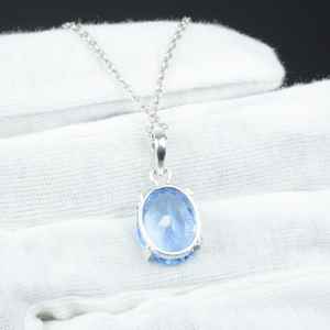 Colgante de Aguamarina Natural, Plata de Ley 925, Collar con Piedra Preciosa Azul, Joyería de Regalo para Nacidos en Piscis - Product Image 5