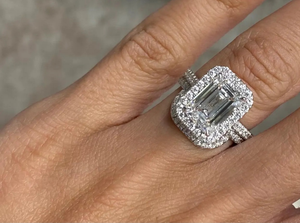 925 Sterling <b>Silver</b> 4.75 Carat <b>Emerald</b> Cut Lab Grown Diamond <b>Ring</b> Gift For Anniversary & Wedding - Product Image 3