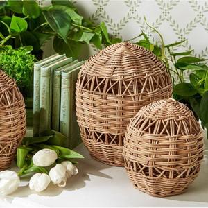 Elegante decoración de mesa con huevos de Pascua de ratán, tejidos a mano con fibra natural, huevos de alta calidad. - Product Image 6