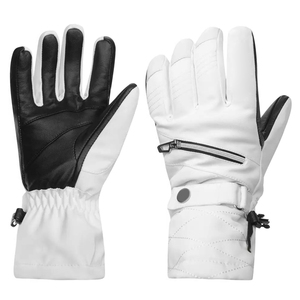 Guantes de Esquí de Dedo Completo, Blancos y Negros, de Cuero PU, Aislantes Térmicos, con Cierre de Cremallera, Unisex, para Invierno y Actividades al Aire Libre - Product Image 6