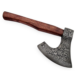 Handmade Industrial Grade Damascus Steel <b>Axe</b> <b>wood</b> Handle Survival Leather Hatchet Forged Artisan <b>Axe</b> - Product Image 5