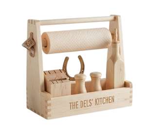 Caddy de rangement de cuisine unique le plus vendu, porte-vaisselle et couverts, fait main en bois de manguier - Product Image 4