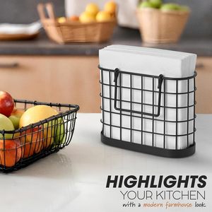 Black Napkin Holder Vertical Metal <b>Wire</b> <b>Basket</b> Decorative Paper Towel Dispenser Tabletop Cocktail Tissue Rack Dining Organizer - Product Image 2