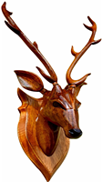 Décoration murale en bois faite à la main en forme de tête de cerf, sculpture animale rustique pour salon, bureau à domicile, chambre, entrée