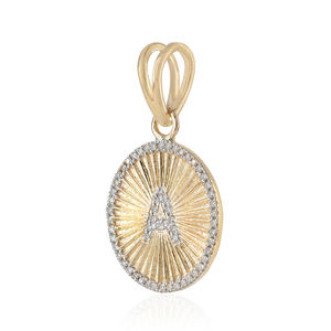 Colgante redondo con inicial A hecho a mano en oro amarillo macizo de 14k con diamantes pavé, joyería fina hecha a mano al por mayor. - Product Image 2